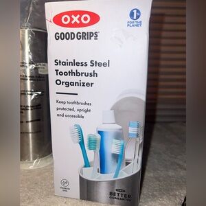 OXO Good Grips Stainless Steel Toothbrush Organizer 9.75 Inch - NIB